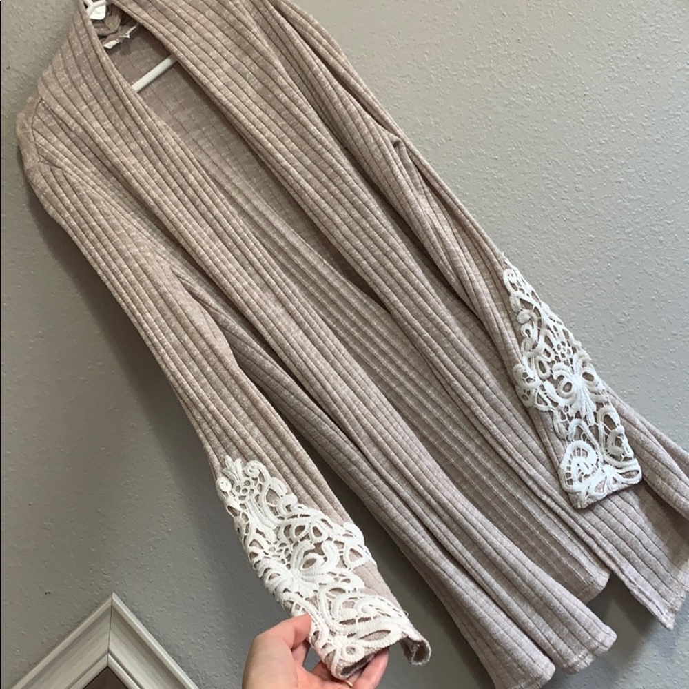 Oatmeal Embroidered Cardigan